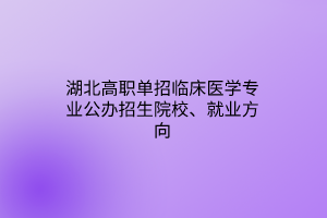 湖北高職單招臨床醫(yī)學(xué)專業(yè)公辦招生院校、就業(yè)方向