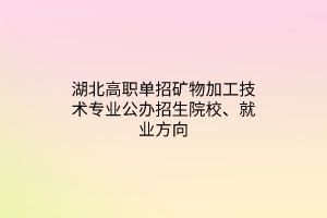 湖北高職單招礦物加工技術(shù)專業(yè)公辦招生院校、就業(yè)方向