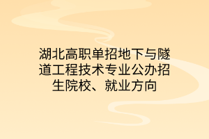 湖北高職單招地下與隧道工程技術(shù)專業(yè)公辦招生院校、就業(yè)方向