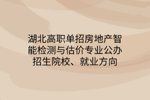 湖北高職單招房地產(chǎn)智能檢測(cè)與估價(jià)專業(yè)公辦招生院校、就業(yè)方向