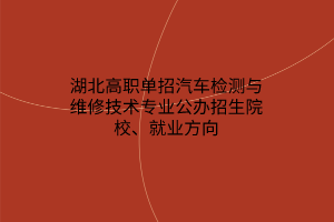 湖北高職單招汽車檢測(cè)與維修技術(shù)專業(yè)公辦招生院校、就業(yè)方向