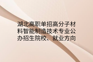 湖北高職單招高分子材料智能制造技術(shù)專業(yè)公辦招生院校、就業(yè)方向