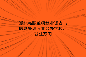 湖北高職單招林業(yè)調(diào)查與信息處理專業(yè)公辦學(xué)校、就業(yè)方向