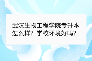武漢生物工程學(xué)院專升本怎么樣？學(xué)校環(huán)境好嗎？