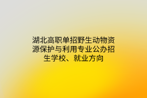 湖北高職單招野生動物資源保護與利用專業(yè)公辦招生學校、就業(yè)方向