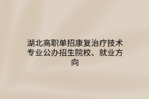 湖北高職單招康復(fù)治療技術(shù)專業(yè)公辦招生院校、就業(yè)方向