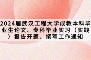 2024屆武漢工程大學(xué)成教本科畢業(yè)生論文、?？飘厴I(yè)實(shí)習(xí)（實(shí)踐）報告開題、撰寫工作通知