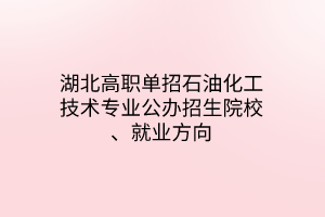 湖北高職單招石油化工技術(shù)專業(yè)公辦招生院校、就業(yè)方向