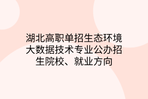 湖北高職單招生態(tài)環(huán)境大數(shù)據(jù)技術(shù)專業(yè)公辦招生院校、就業(yè)方向