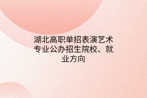 湖北高職單招表演藝術專業(yè)公辦招生院校、就業(yè)方向