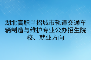 湖北高職單招城市軌道交通車輛制造與維護(hù)專業(yè)