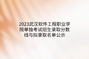 2023武漢軟件工程職業(yè)學(xué)院單獨考試招生錄取分數(shù)線與擬錄取名單公示