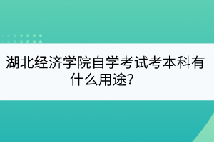 湖北經(jīng)濟學院自學考試考本科有什么用途？