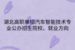 湖北高職單招汽車智能技術(shù)專業(yè)公辦招生院校、就業(yè)方向