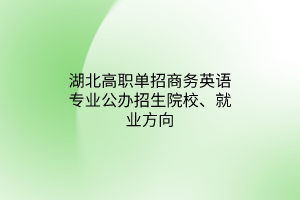 湖北高職單招商務(wù)英語專業(yè)公辦招生院校、就業(yè)方向