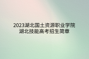 2023湖北國(guó)土資源職業(yè)學(xué)院湖北技能高考招生簡(jiǎn)章