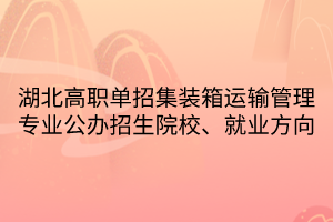 湖北高職單招集裝箱運輸管理專業(yè)公辦招生院校、就業(yè)方向