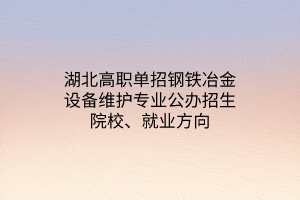 湖北高職單招鋼鐵冶金設(shè)備維護專業(yè)公辦招生院校、就業(yè)方向