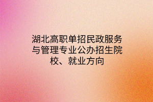 湖北高職單招民政服務(wù)與管理專業(yè)公辦招生院校、就業(yè)方向