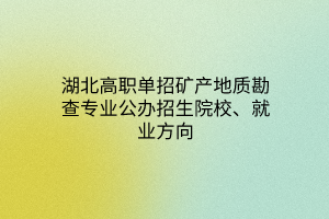 湖北高職單招礦產地質勘查專業(yè)公辦招生院校、就業(yè)方向