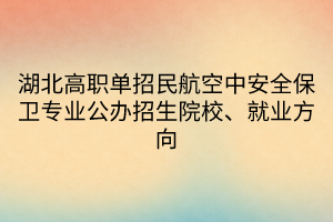 湖北高職單招民航空中安全保衛(wèi)專業(yè)公辦招生院校、就業(yè)方向