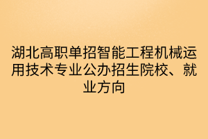 湖北高職單招智能工程機(jī)械運(yùn)用技術(shù)專業(yè)公辦招生院校、就業(yè)方向