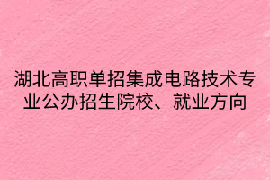 湖北高職單招集成電路技術(shù)專業(yè)公辦招生院校、就業(yè)方向