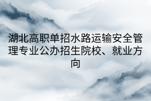 湖北高職單招水路運(yùn)輸安全管理專業(yè)公辦招生院校、就業(yè)方向