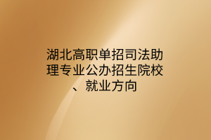 湖北高職單招司法助理專業(yè)公辦招生院校、就業(yè)方向