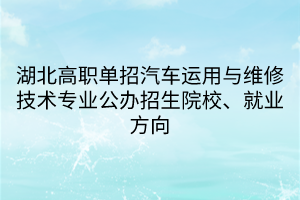 湖北高職單招汽車運用與維修技術專業(yè)公辦招生院校、就業(yè)方向