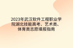 2023年武漢軟件工程職業(yè)學(xué)院湖北技能高考、藝術(shù)類、體育類志愿填報(bào)指南