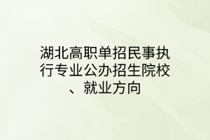 湖北高職單招民事執(zhí)行專業(yè)公辦招生院校、就業(yè)方向