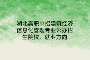 湖北高職單招建筑經(jīng)濟信息化管理專業(yè)公辦招生院校、就業(yè)方向