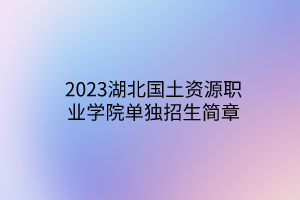 2023湖北國(guó)土資源職業(yè)學(xué)院?jiǎn)为?dú)招生簡(jiǎn)章