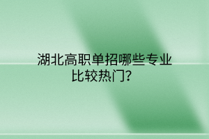 湖北高職單招哪些專業(yè)比較熱門？