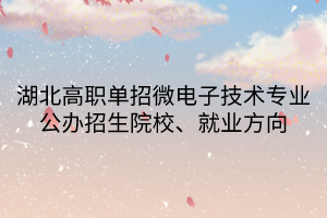 湖北高職單招微電子技術(shù)專業(yè)公辦招生院校、就業(yè)方向