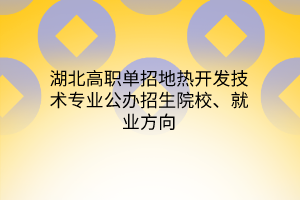 湖北高職單招地?zé)衢_發(fā)技術(shù)專業(yè)公辦招生院校、就業(yè)方向