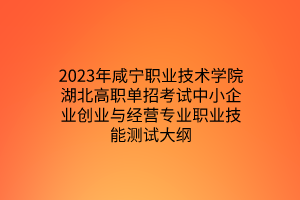 2023年咸寧職業(yè)技術(shù)學(xué)院湖北高職單招考試中小企業(yè)創(chuàng)業(yè)與經(jīng)營專業(yè)職業(yè)技能測(cè)試大綱