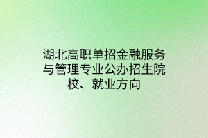 湖北高職單招金融服務(wù)與管理專業(yè)公辦招生院校、就業(yè)方向