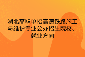 湖北高職單招高速鐵路施工與維護專業(yè)公辦招生院校、就業(yè)方向