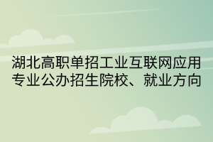 湖北高職單招工業(yè)互聯(lián)網(wǎng)應用專業(yè)