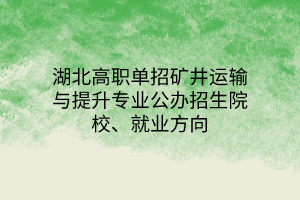 湖北高職單招礦井運(yùn)輸與提升專業(yè)公辦招生院校、就業(yè)方向