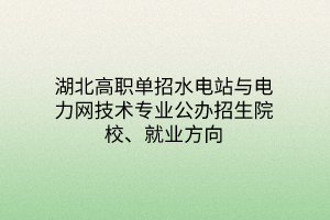 湖北高職單招水電站與電力網(wǎng)技術(shù)專業(yè)公辦招生院校、就業(yè)方向