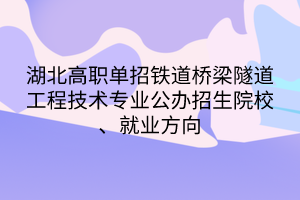 湖北高職單招鐵道橋梁隧道工程技術(shù)專業(yè)公辦招生院校、就業(yè)方向