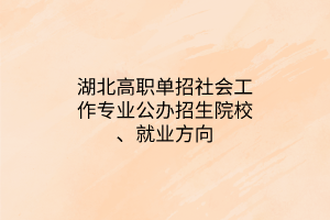 湖北高職單招社會工作專業(yè)公辦招生院校、就業(yè)方向