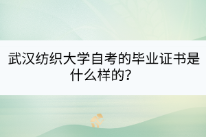 武漢紡織大學(xué)自考的畢業(yè)證書是什么樣的？