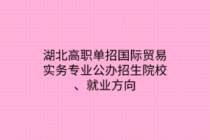 湖北高職單招國(guó)際貿(mào)易實(shí)務(wù)專業(yè)公辦招生院校、就業(yè)方向