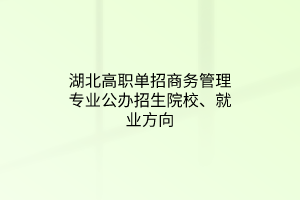 湖北高職單招商務(wù)管理專業(yè)公辦招生院校、就業(yè)方向