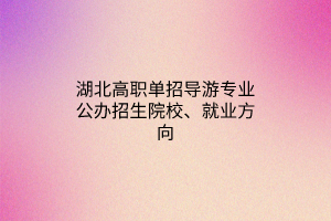 湖北高職單招導游專業(yè)公辦招生院校、就業(yè)方向