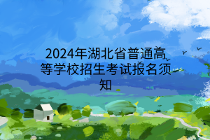 2024年湖北省普通高等學(xué)校招生考試報(bào)名須知